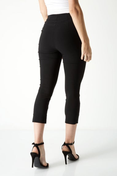 Roman Black Cropped Stretch Trouser Capri Summer Leggings 3/4 Pedal Pushers