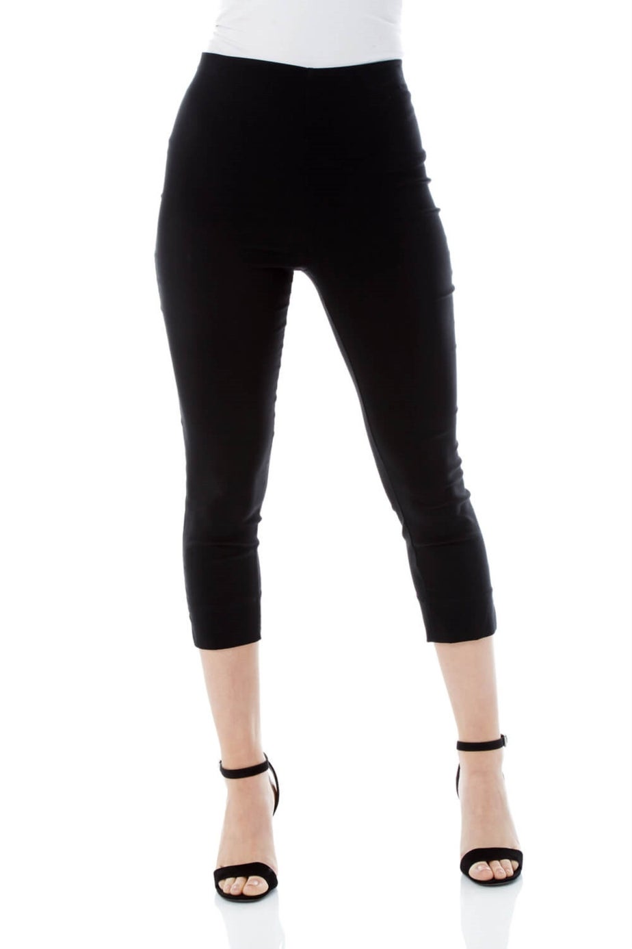 Roman Black Cropped Stretch Trouser Capri Summer Leggings 3/4 Pedal Pushers