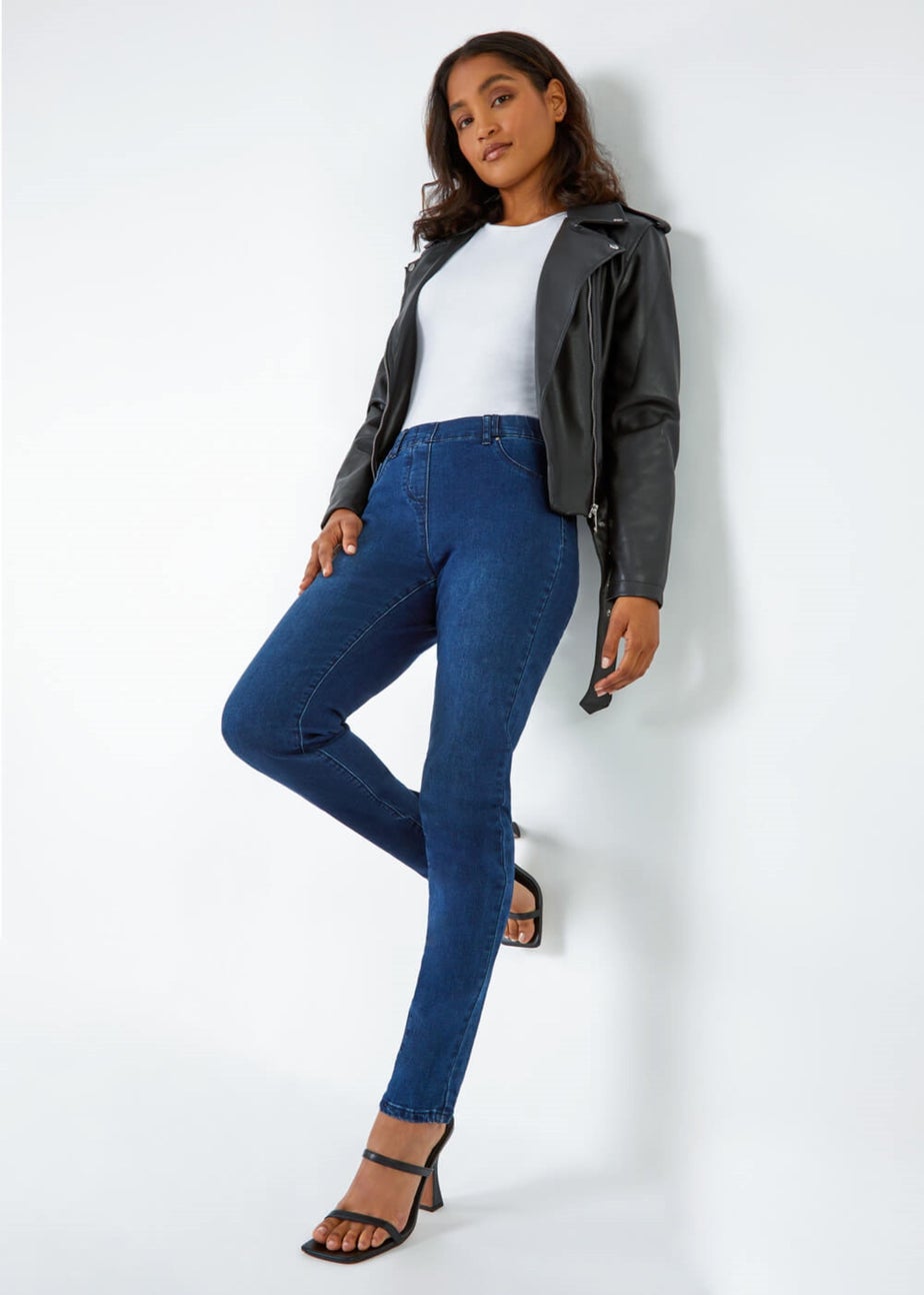 Roman Blue Elastic Waist 31" Denim Stretch Jegging