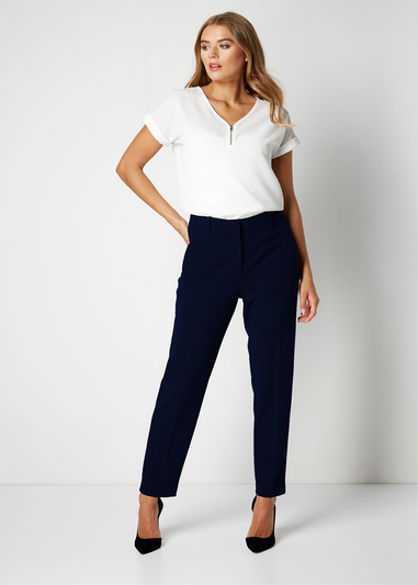 Roman Navy Straight Leg Stretch Trousers