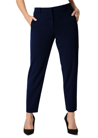 Roman Navy Straight Leg Stretch Trousers