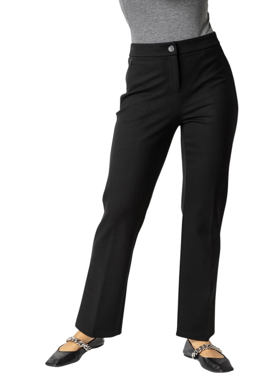 Roman Black Straight Leg Ponte Trousers