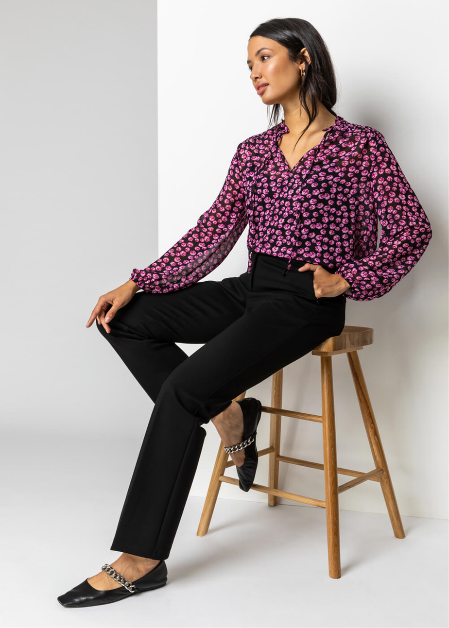 Roman Black Straight Leg Ponte Trousers