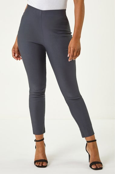 Roman Petite Dark Grey Full Length Stretch Trousers