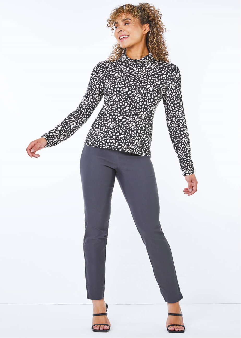 Roman Petite Dark Grey Full Length Stretch Trousers