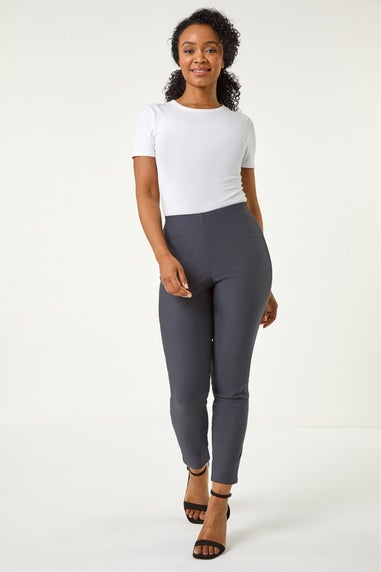 Roman Petite Dark Grey Full Length Stretch Trousers