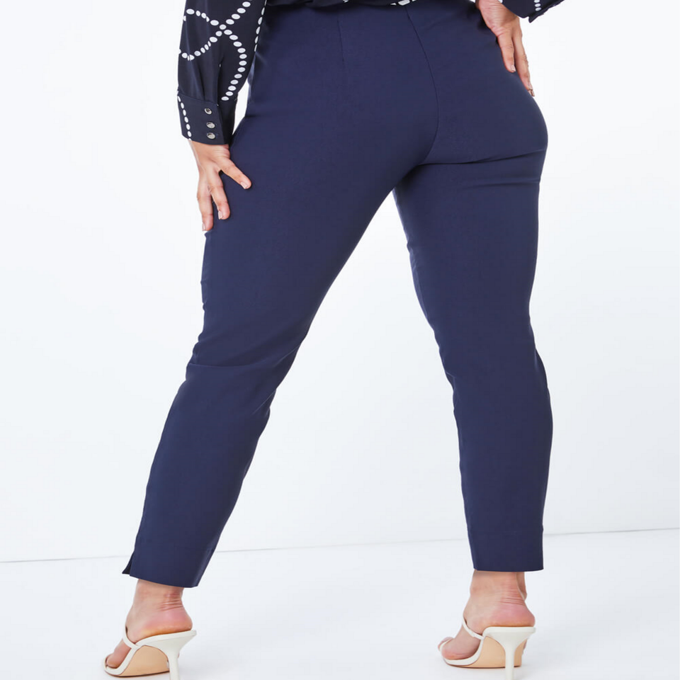 Roman Petite Navy Full Length Stretch Trousers