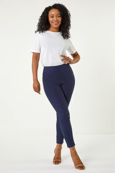 Roman Petite Navy Full Length Stretch Trousers