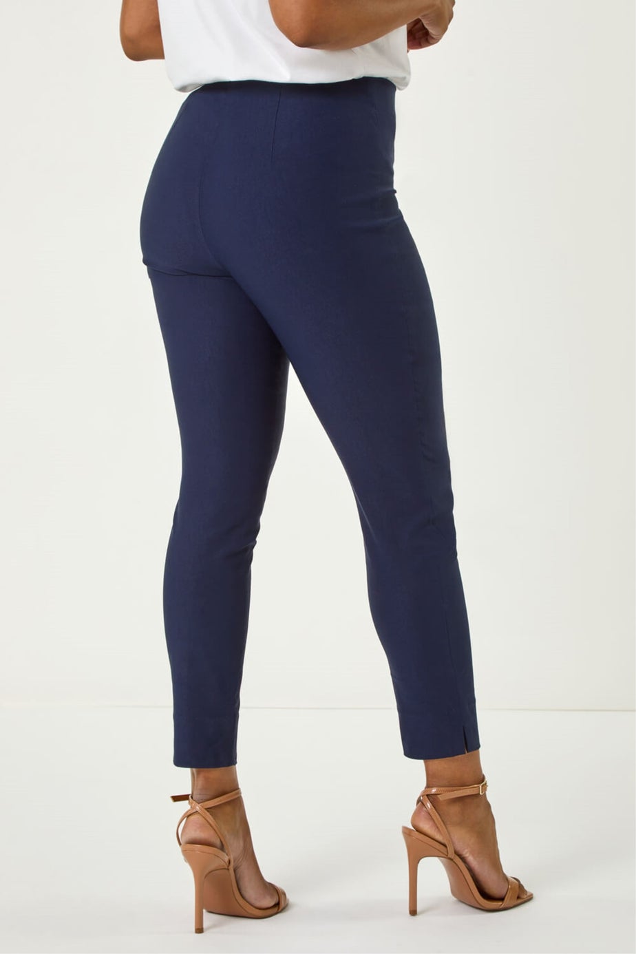 Roman Petite Navy Full Length Stretch Trousers