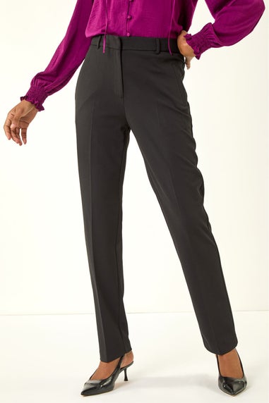 Roman Black Long Straight Leg Stretch Trouser