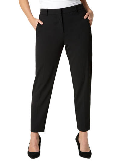 Roman Black Long Straight Leg Stretch Trouser
