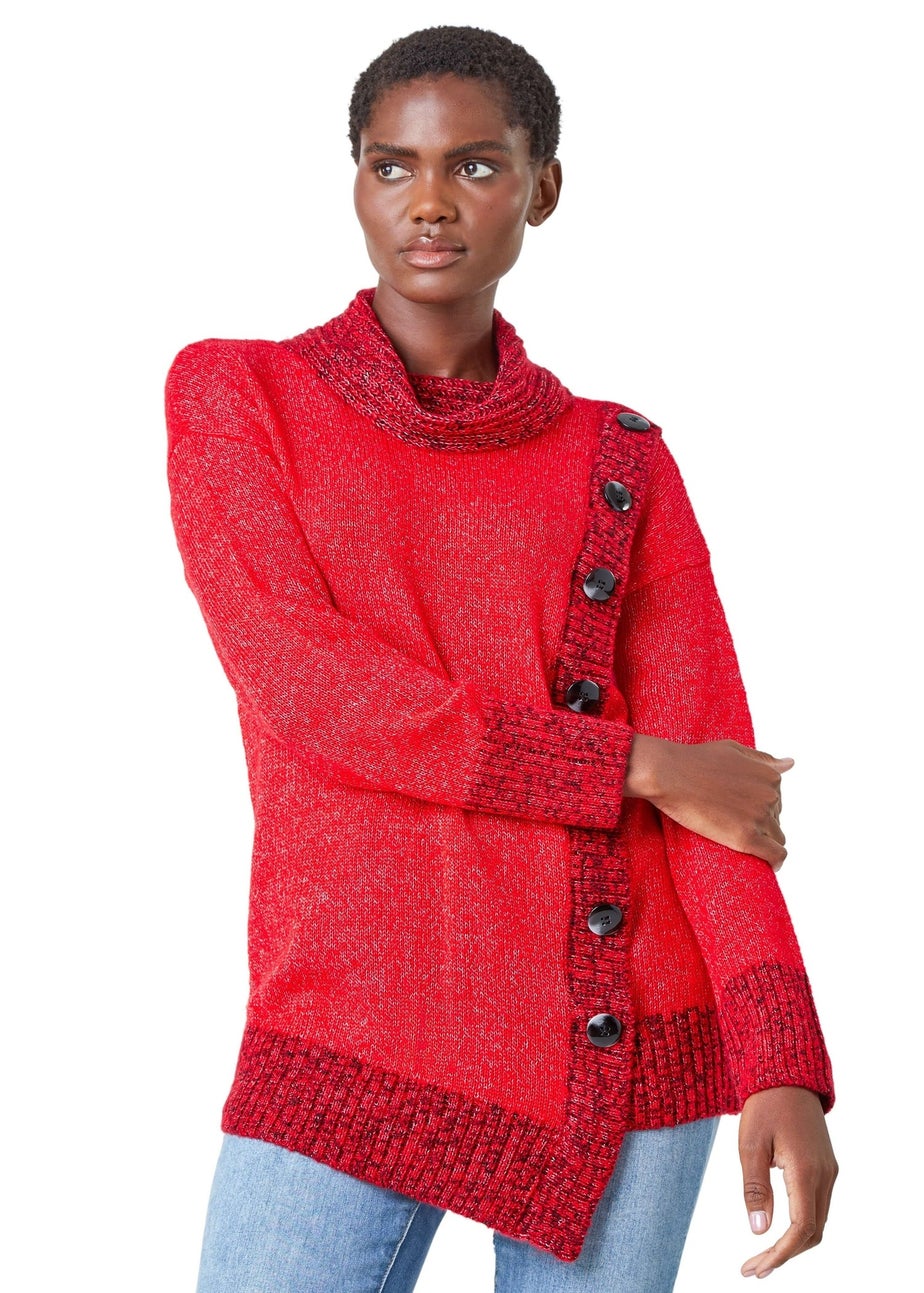 Roman Red Button Detail Roll Neck Jumper