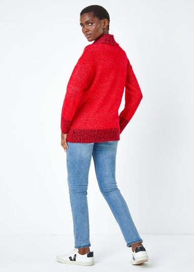 Roman Red Button Detail Roll Neck Jumper