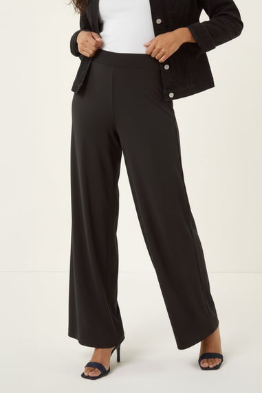 Roman Black Wide Leg Stretch Trousers
