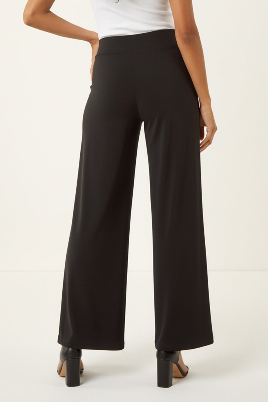Roman Black Wide Leg Stretch Trousers