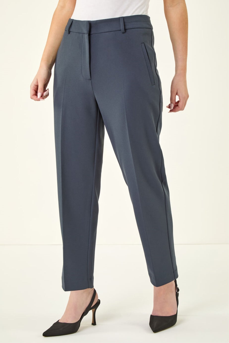 Roman Dark Grey Short Straight Leg Stretch Trouser
