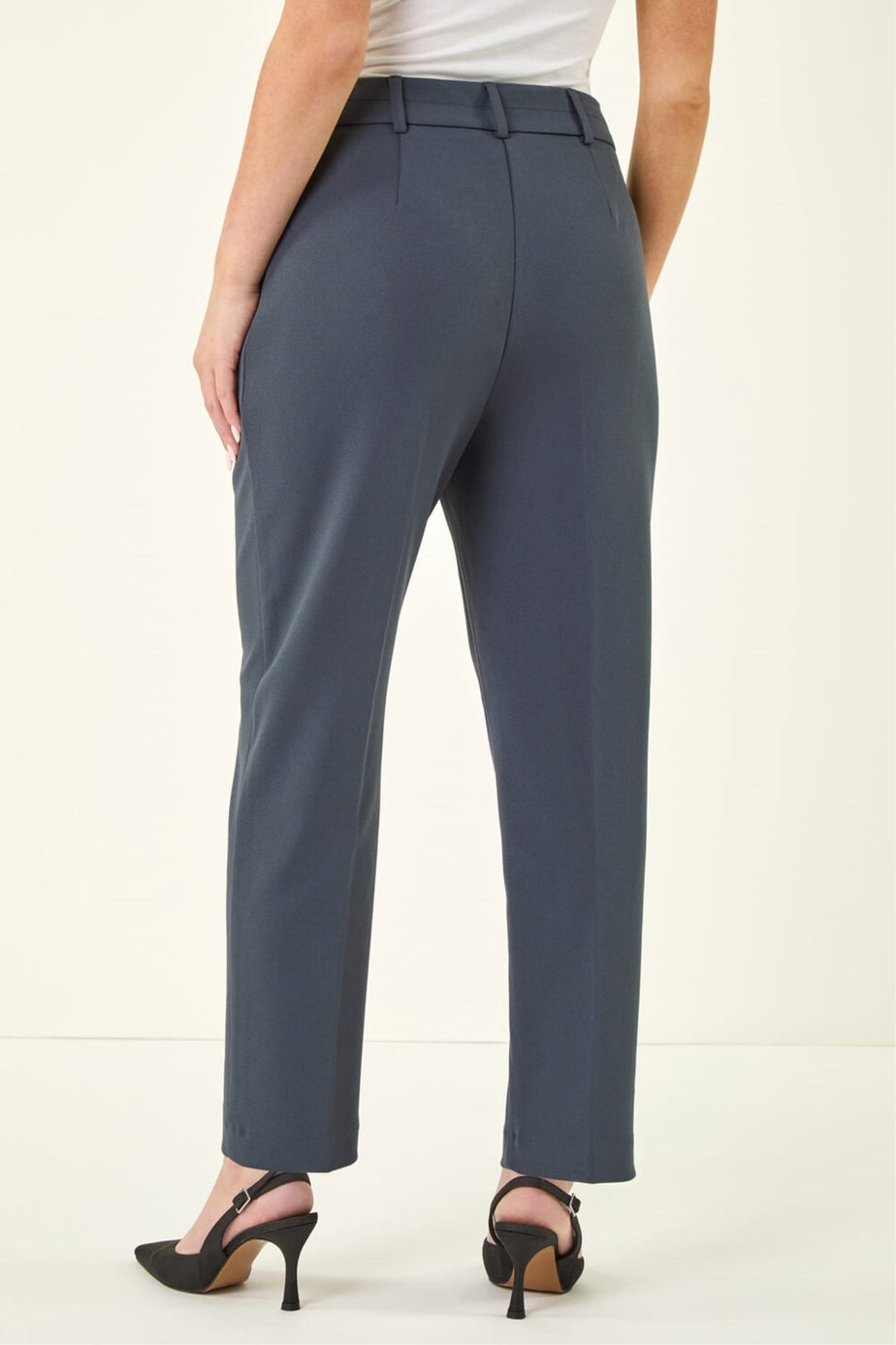 Roman Dark Grey Short Straight Leg Stretch Trouser
