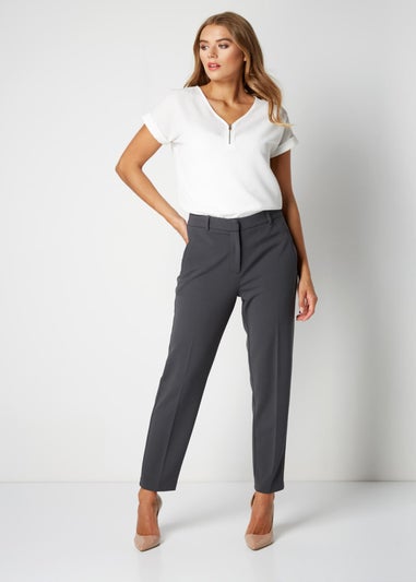 Roman Dark Grey Short Straight Leg Stretch Trouser
