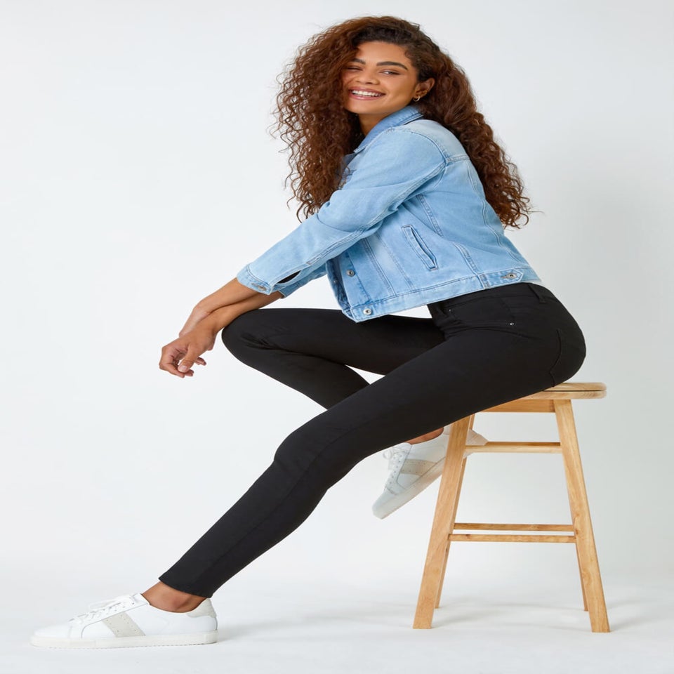 Roman Black Elastic Waist 31" Denim Stretch Jegging