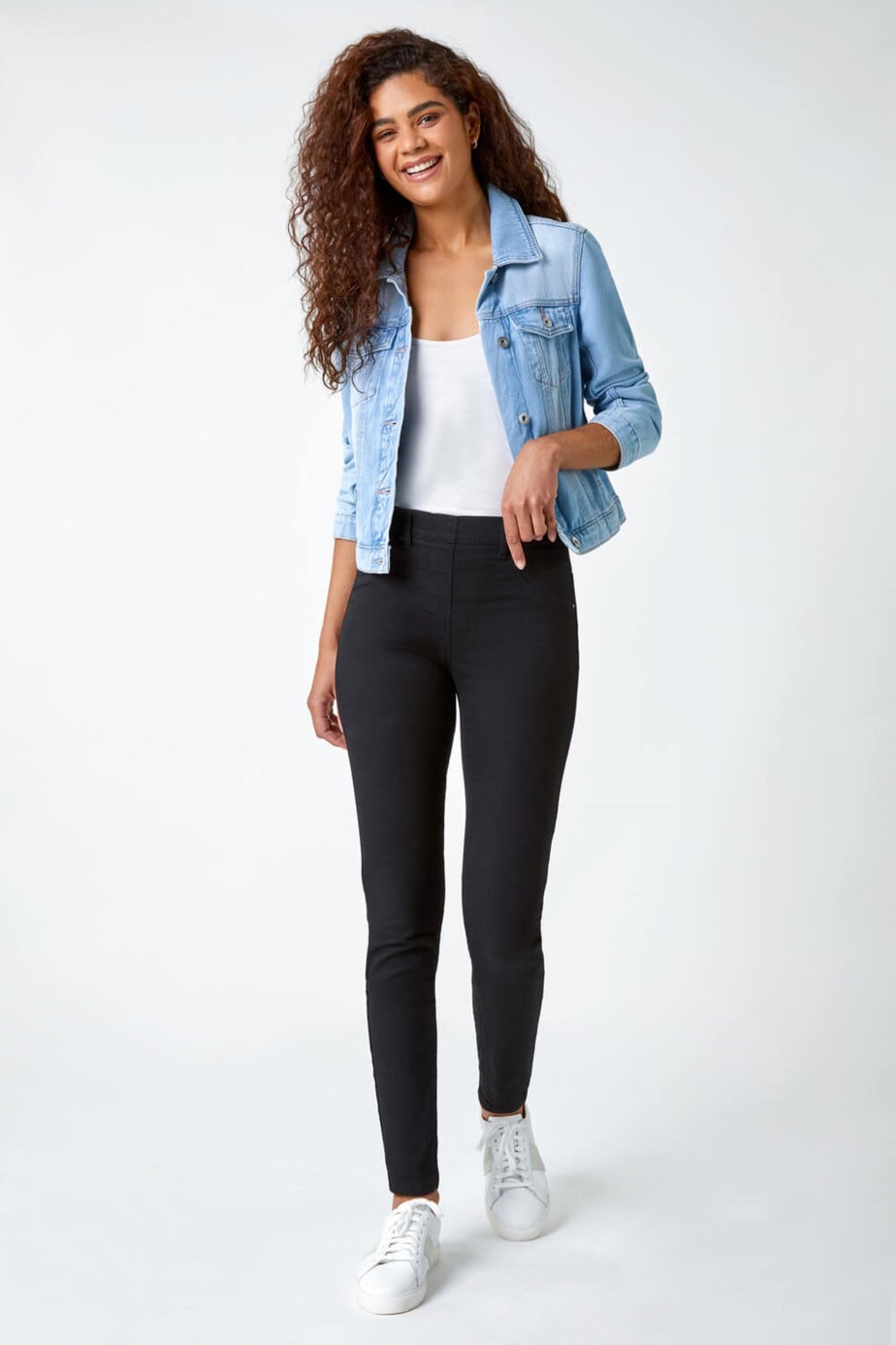 Roman Black Elastic Waist 31" Denim Stretch Jegging