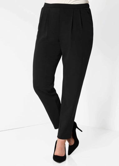 Roman Black Jersey Stretch Elastic Waist Harem Trousers