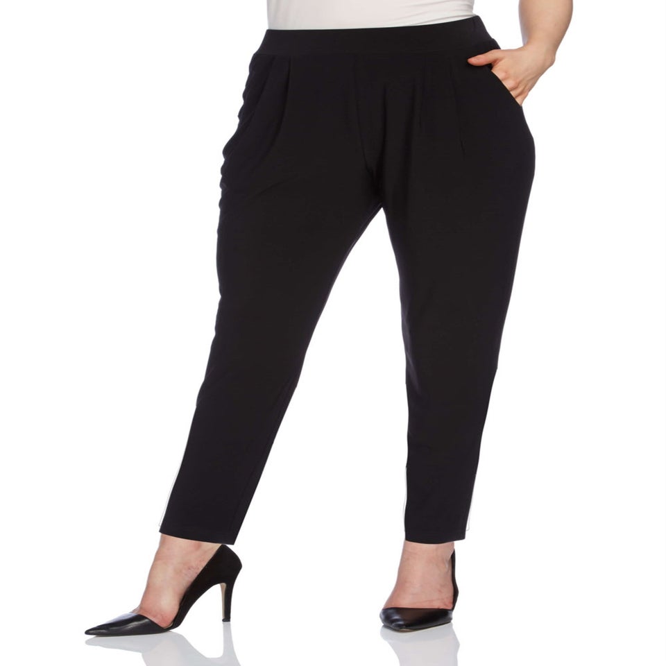 Roman Black Jersey Stretch Elastic Waist Harem Trousers