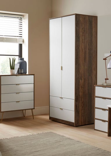 Ready Assembled Lisbon 2 Drawer Bedside Cabinet