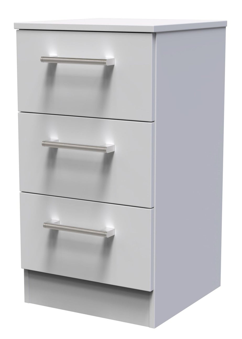 Ready Assembled Bari 3 Drawer Bedside Cabinet