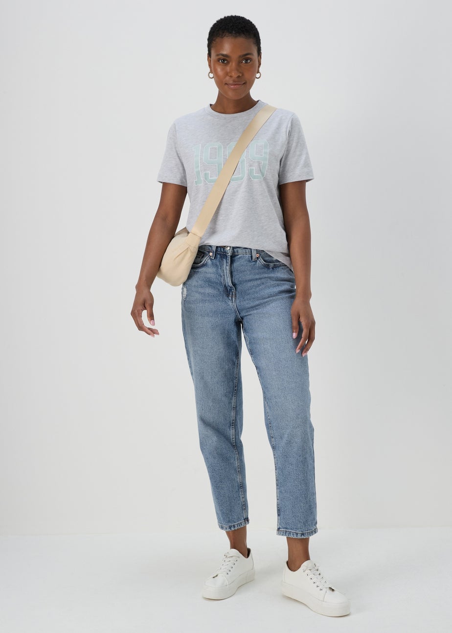 Grey Marl 1989 Slogan T-Shirt