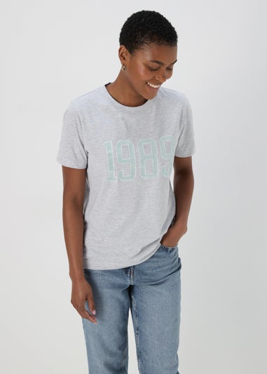 Grey Marl 1989 Slogan T-Shirt