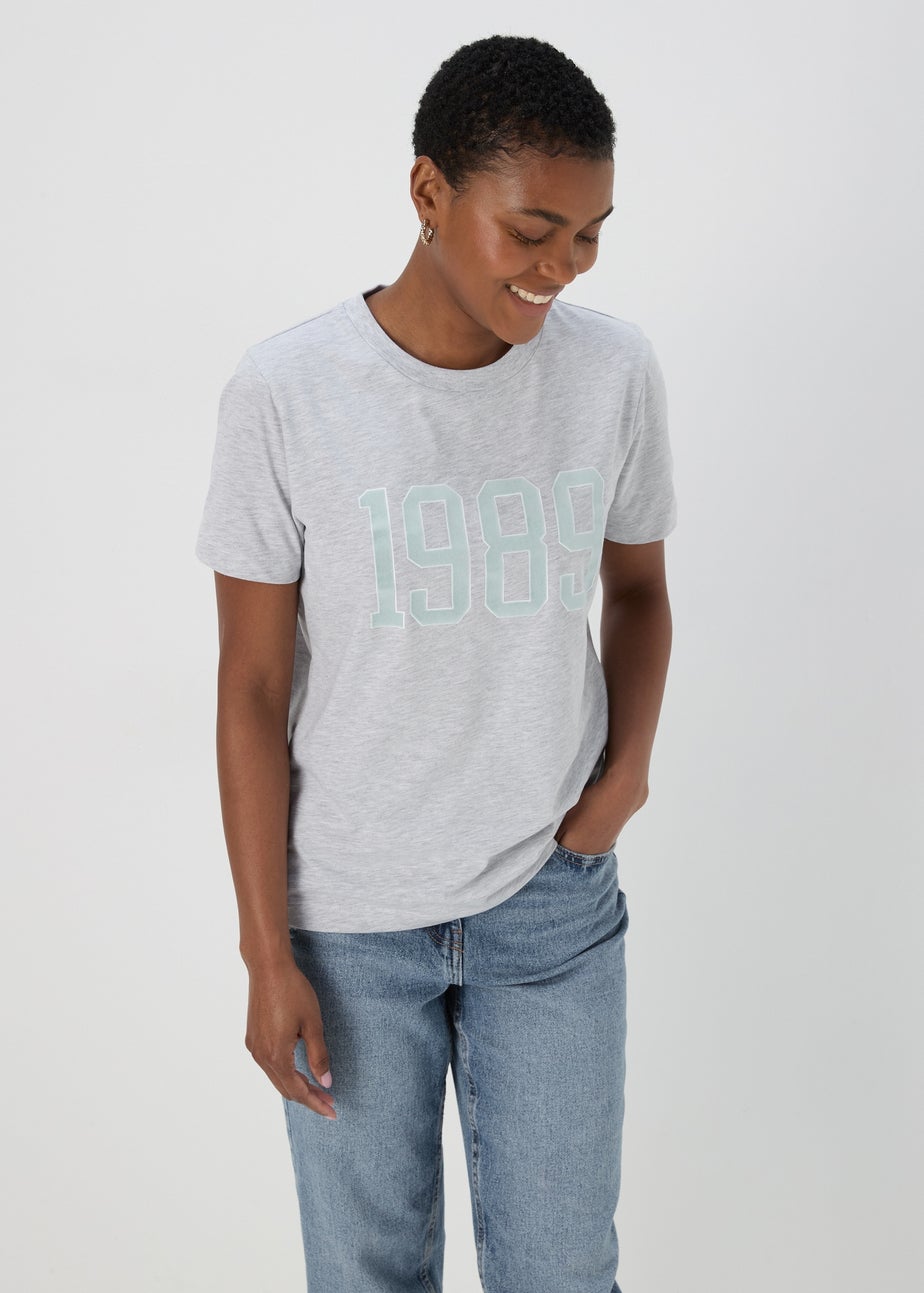 Grey Marl 1989 Slogan T-Shirt