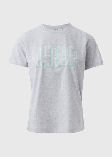 Grey Marl 1989 Slogan T-Shirt