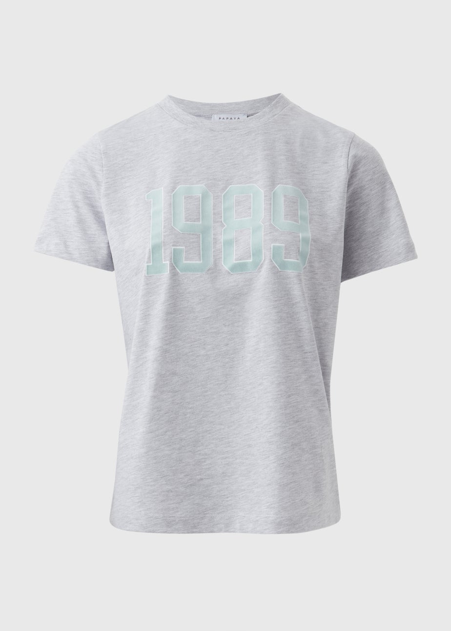 Grey Marl 1989 Slogan T-Shirt