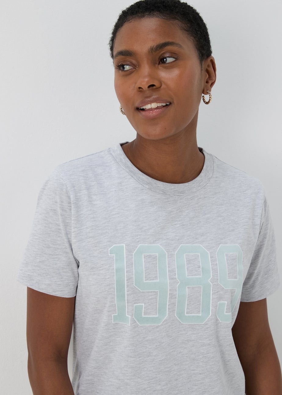 Grey Marl 1989 Slogan T-Shirt