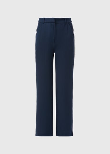 Navy Contrast Piping Trousers