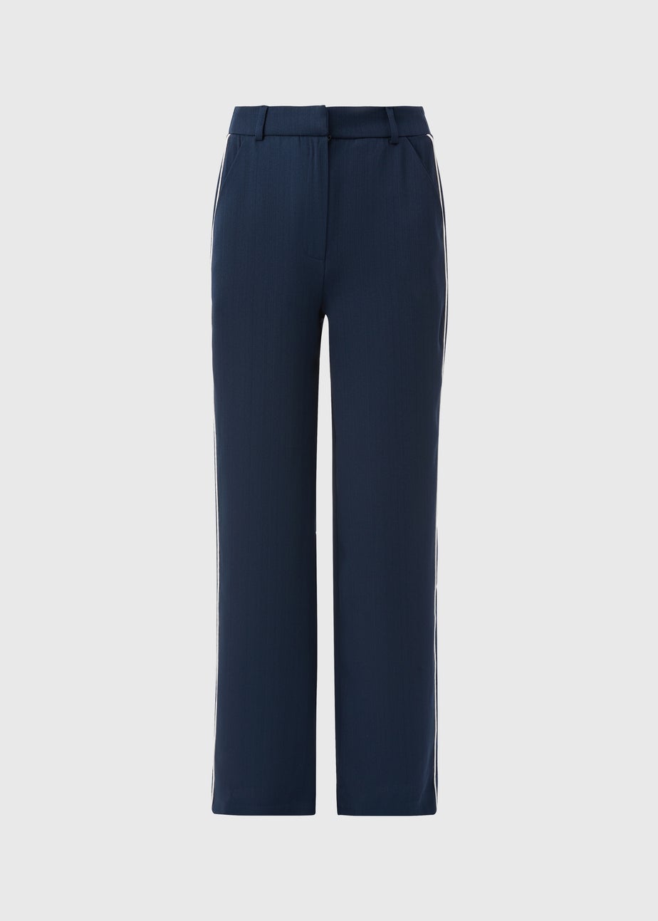 Navy Contrast Piping Trousers