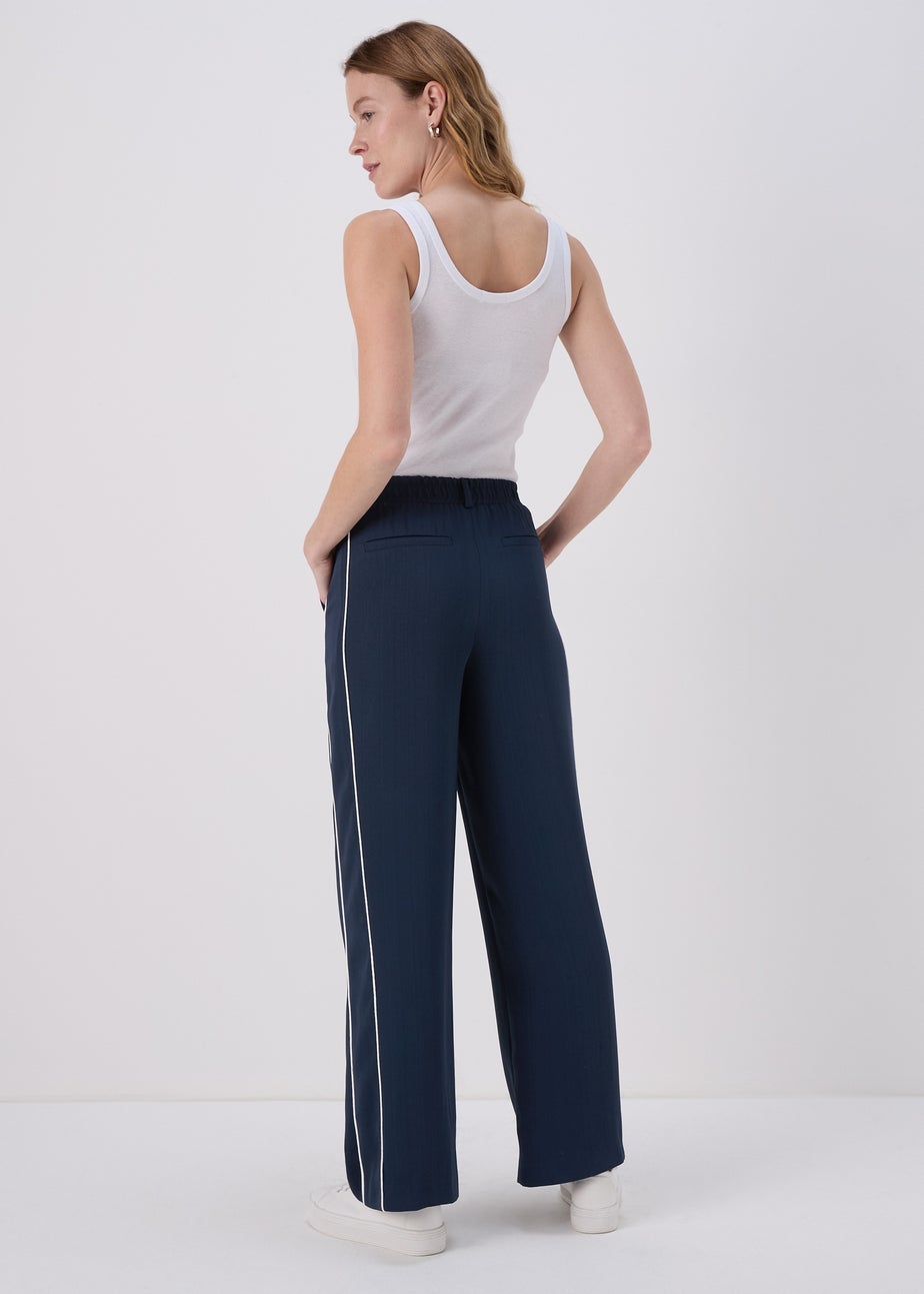 Navy Contrast Piping Trousers