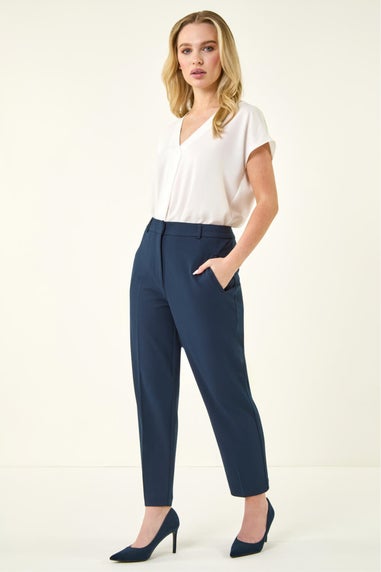 Roman Navy Short Straight Leg Stretch Trouser