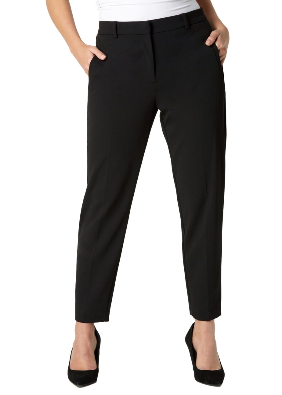 Roman Black Short Straight Leg Stretch Trouser