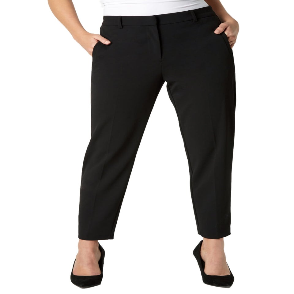 Roman Black Short Straight Leg Stretch Trouser