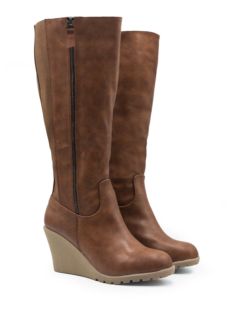 Where's That From Brown Pu Lara Mid Calf Boots