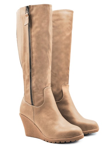 Where's That From Khaki Pu Lara Mid Calf Boots