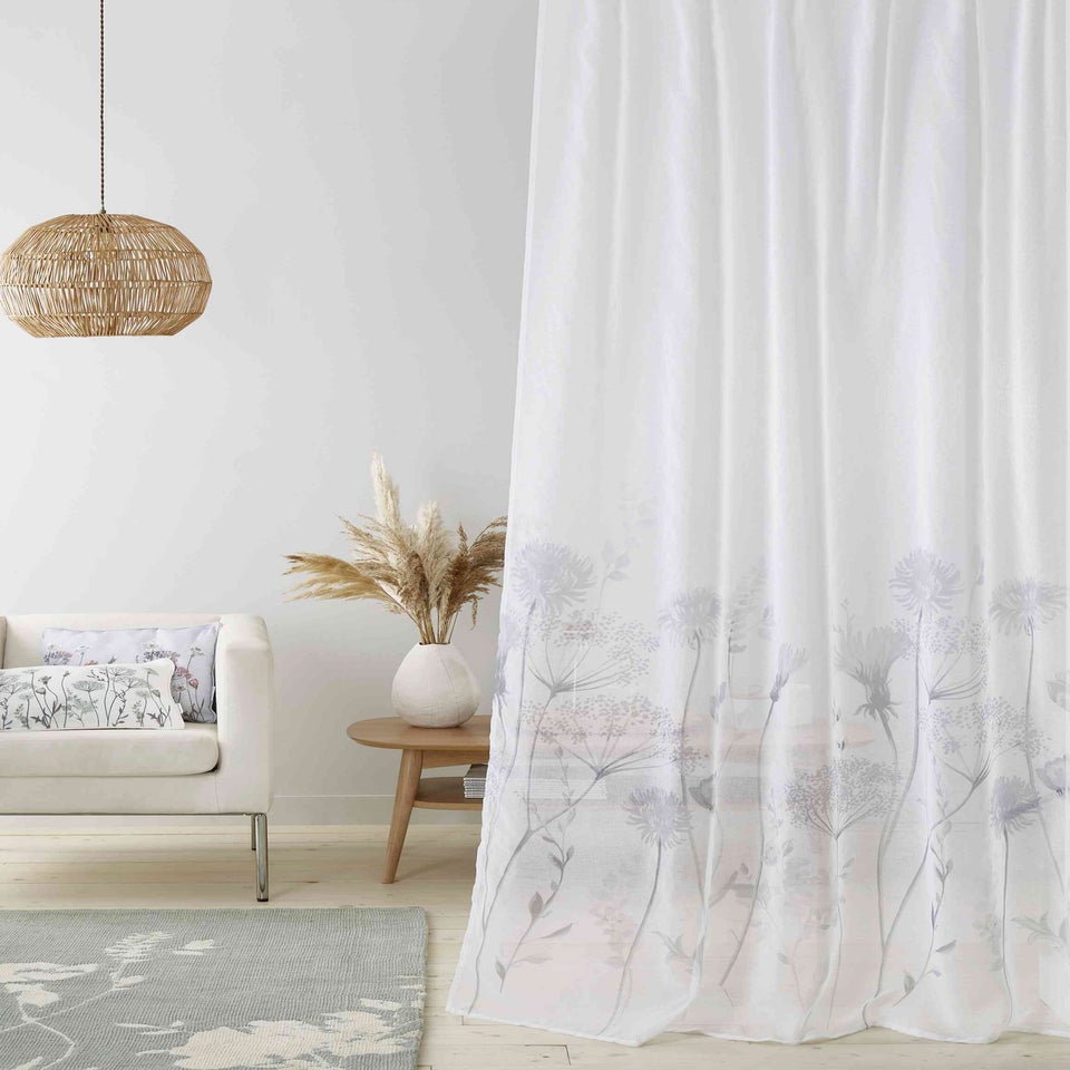 Catherine Lansfield Meadowsweet Floral Tab Top Voile Curtain Panel