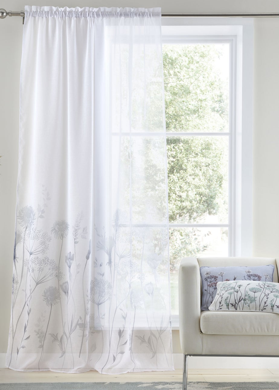 Catherine Lansfield Meadowsweet Floral Tab Top Voile Curtain Panel