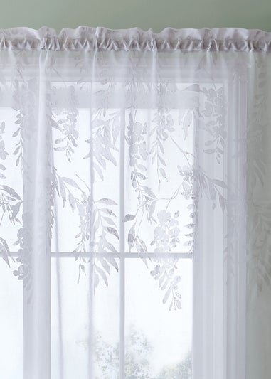 Catherine Lansfield Wisteria Floral Slot Top Voile Curtain Panel