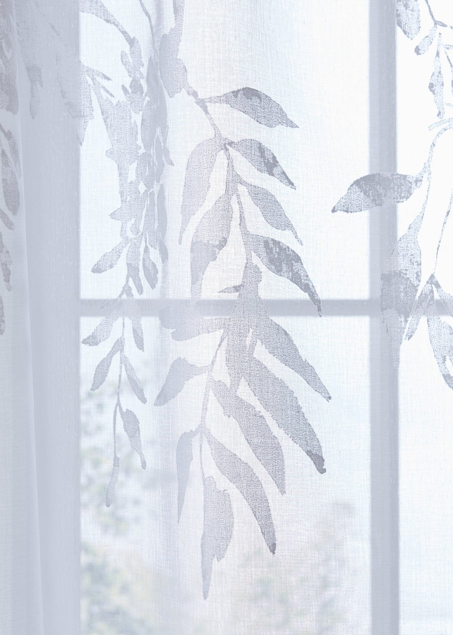 Catherine Lansfield Wisteria Floral Slot Top Voile Curtain Panel