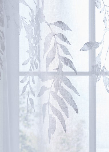 Catherine Lansfield Wisteria Floral Slot Top Voile Curtain Panel