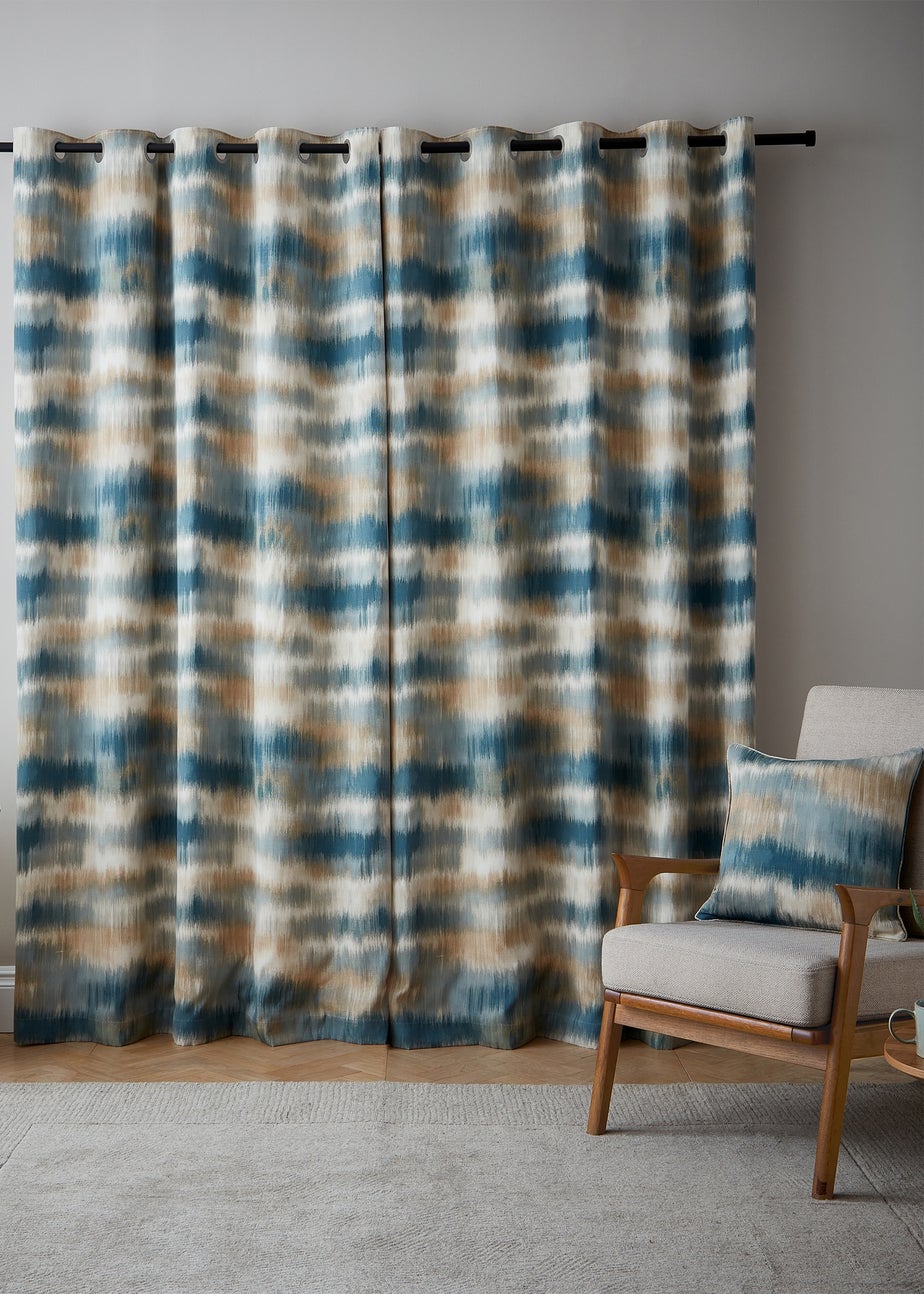 Catherine Lansfield Ombre Texture Thermal Eyelet Curtains Teal Green