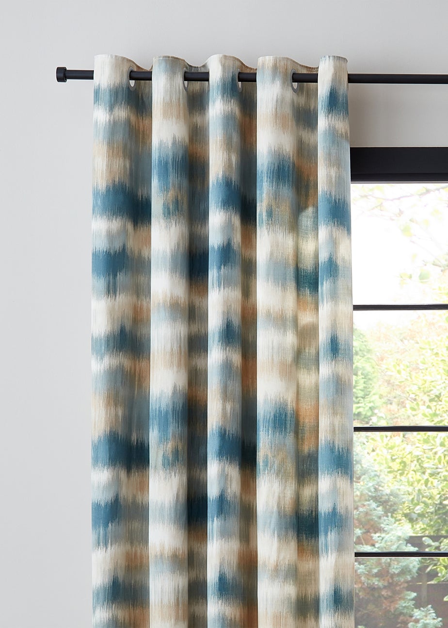 Catherine Lansfield Ombre Texture Thermal Eyelet Curtains Teal Green