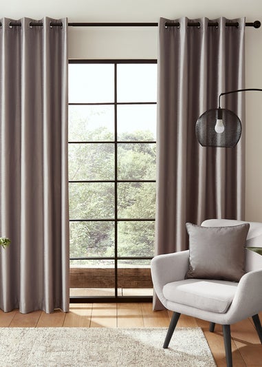 Catherine Lansfield Faux Silk Blackout Thermal Insulating Eyelet Curtains